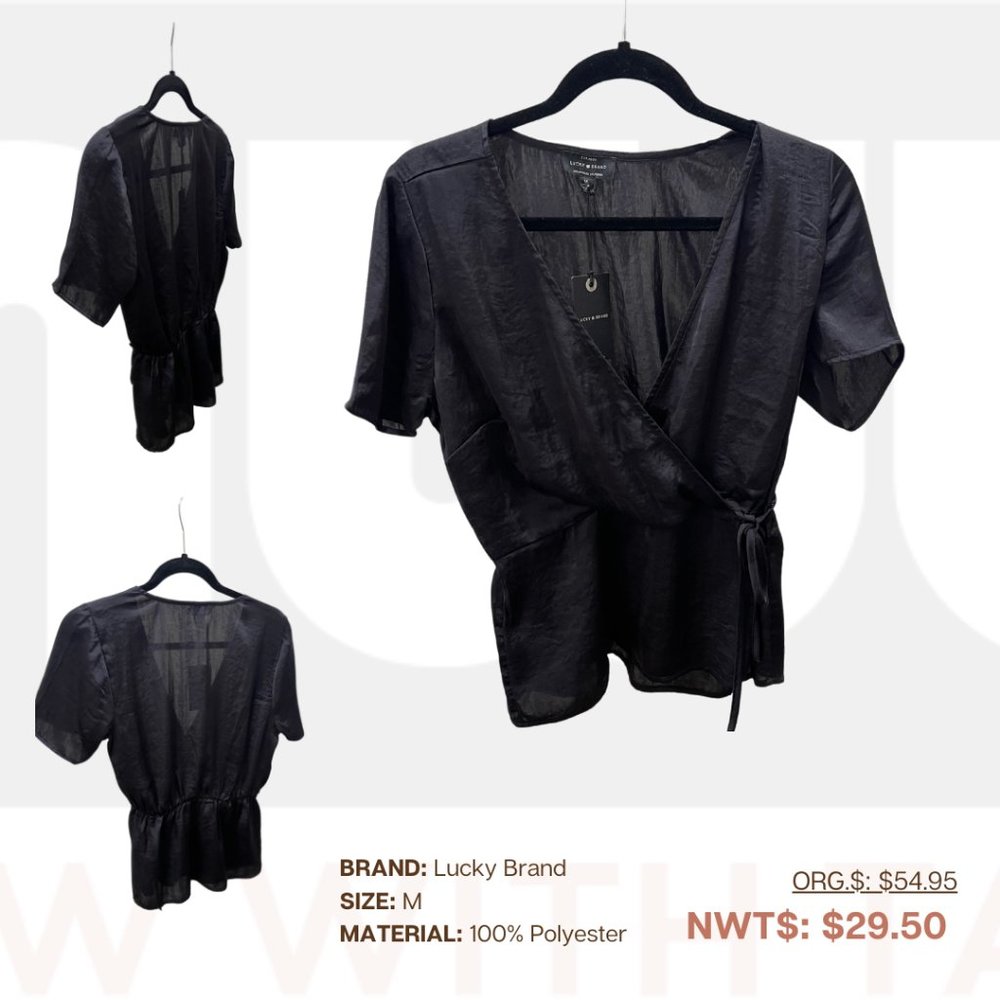 Lucky Brand, Short Sleeve Shirt with Tie Wrap, M, NWT